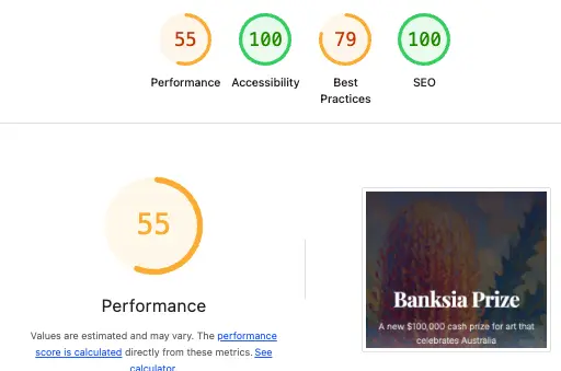 Lighthouse Report - Lovable Performance Score