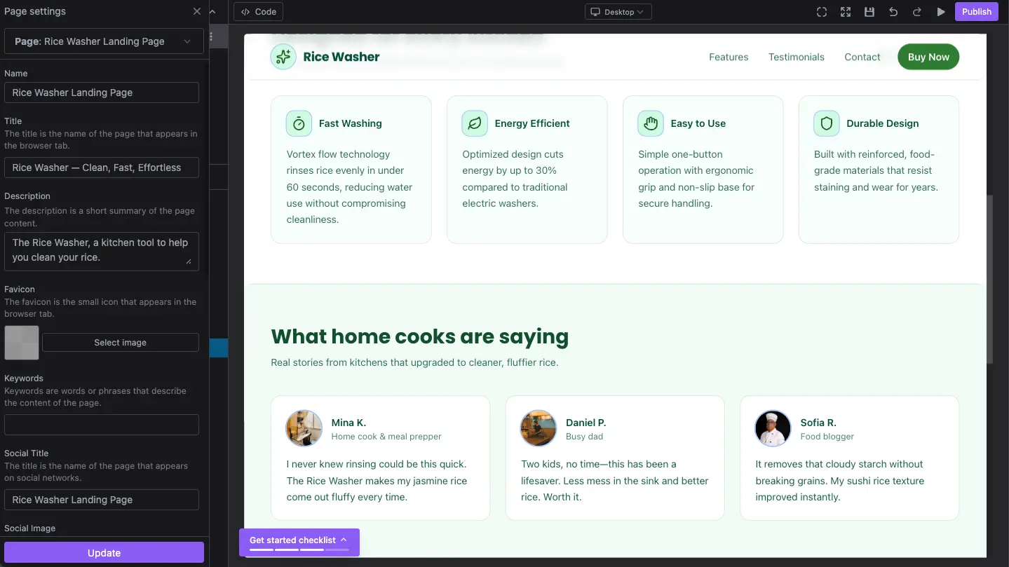 Grapes Studio built in SEO Menu