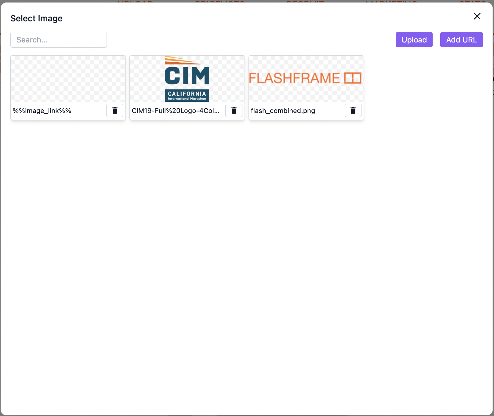 Grapes Asset Manager configured for Flashframe