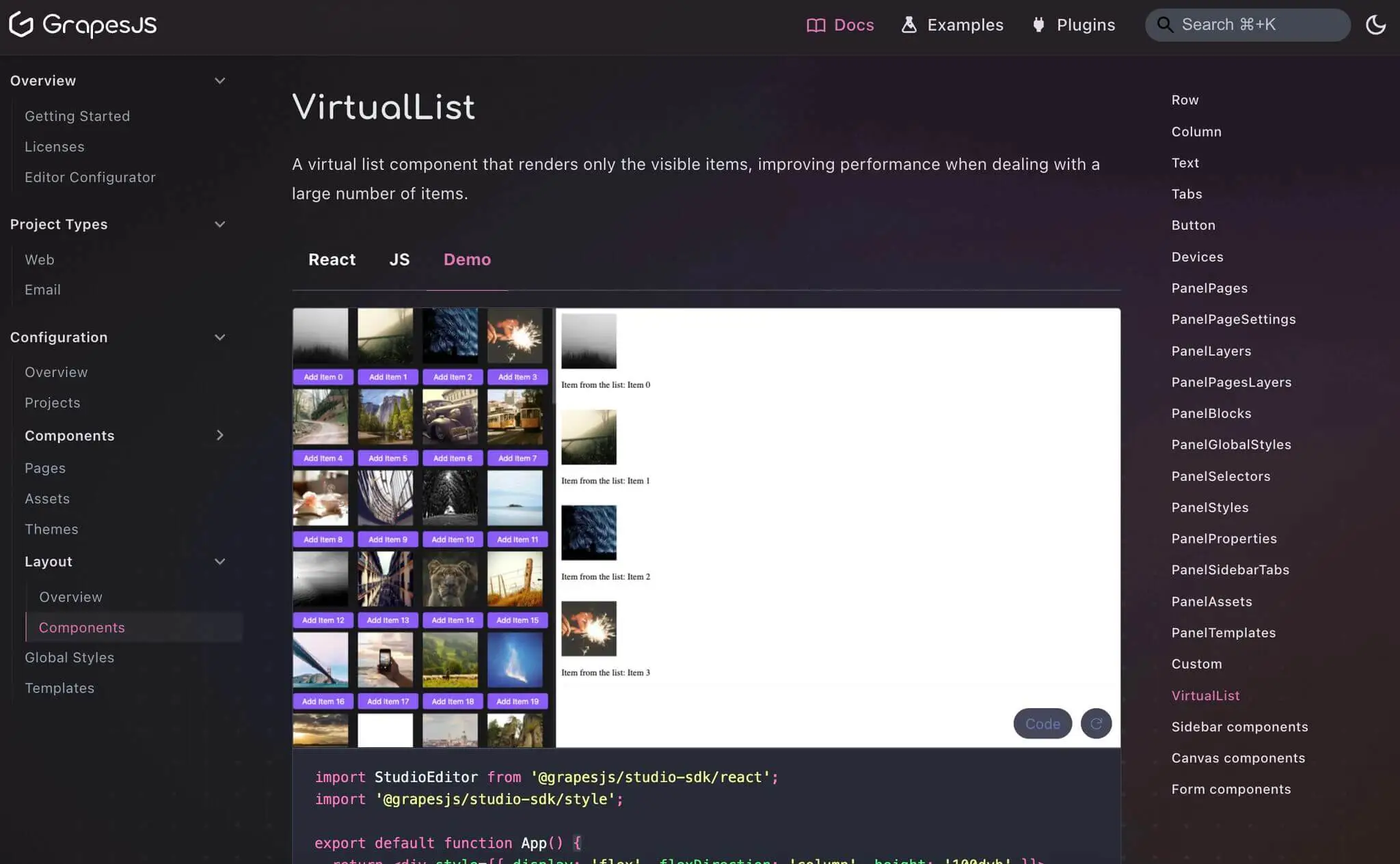 Virtual List Plugin